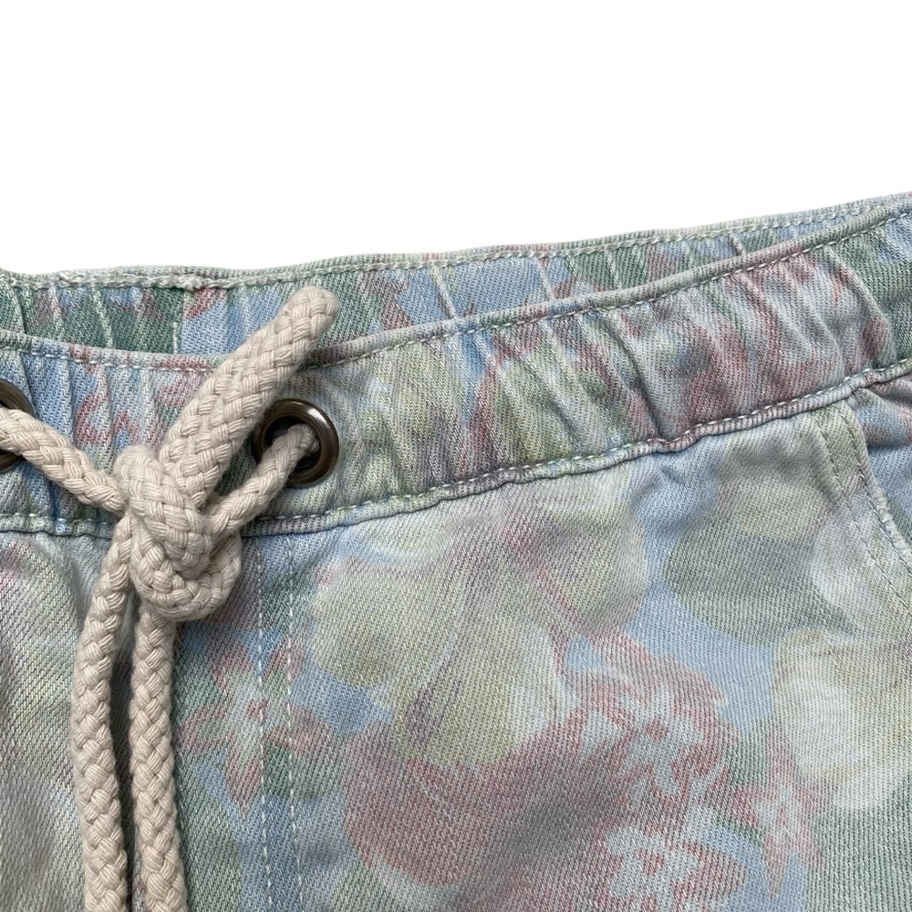 Aerie Floral Denim Shorts Blue Drawstring Elastic Waist Frayed Small - Picture 5 of 12